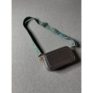 Ah-domed Pewter‎ Small Cross Body Bag With Teal Strap